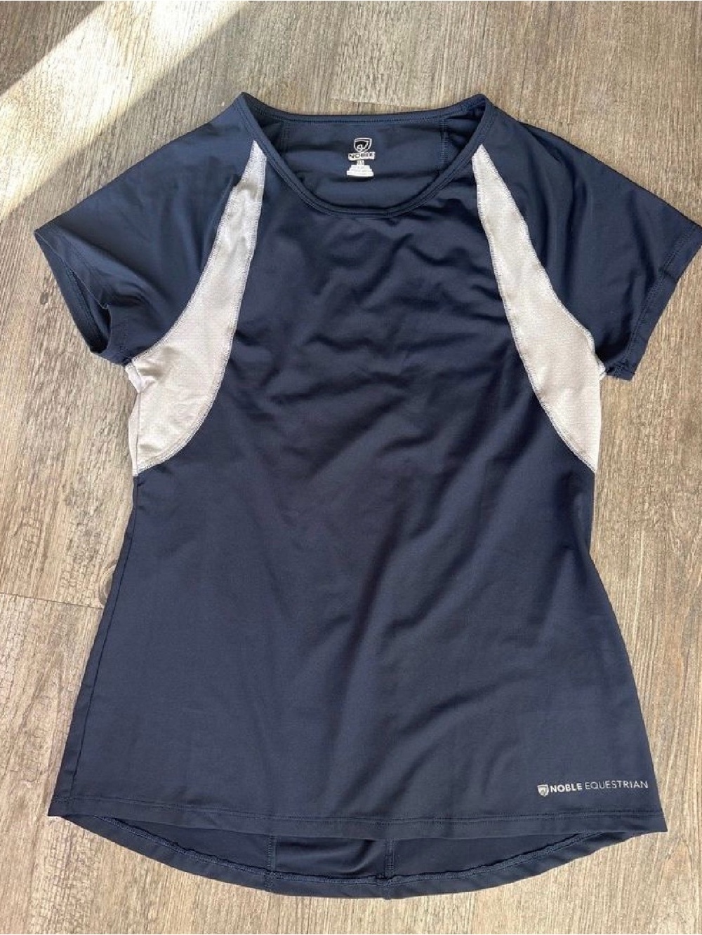 Navy Short Sleeve Performance Tee with Light Gray Panels